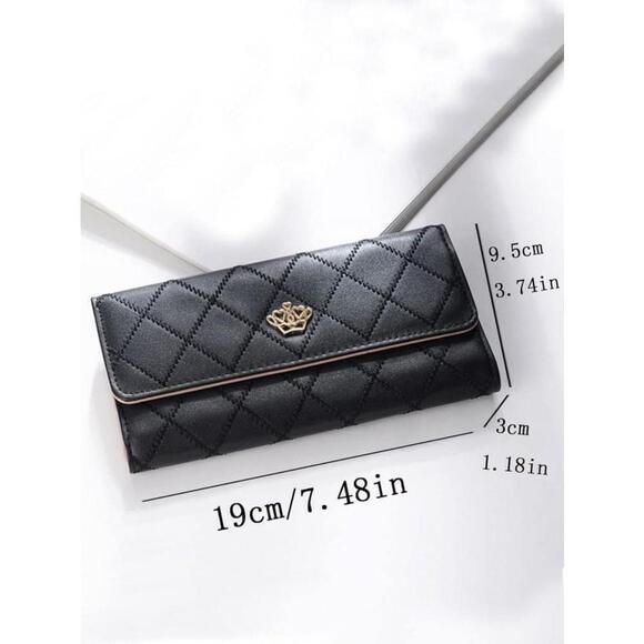 Crown Rhombus Pattern Wallet In Light Blue - Picture 7 of 7